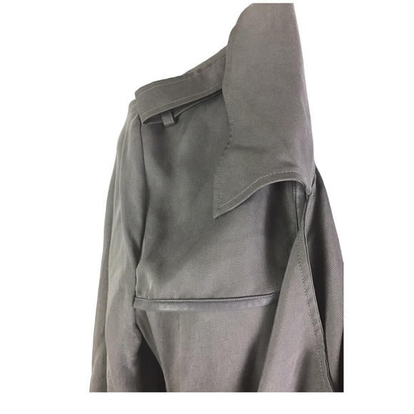 Badgley Mischka Angelina Lyocell Trench Coat Gray Women’s Size Large - Picture 13 of 15